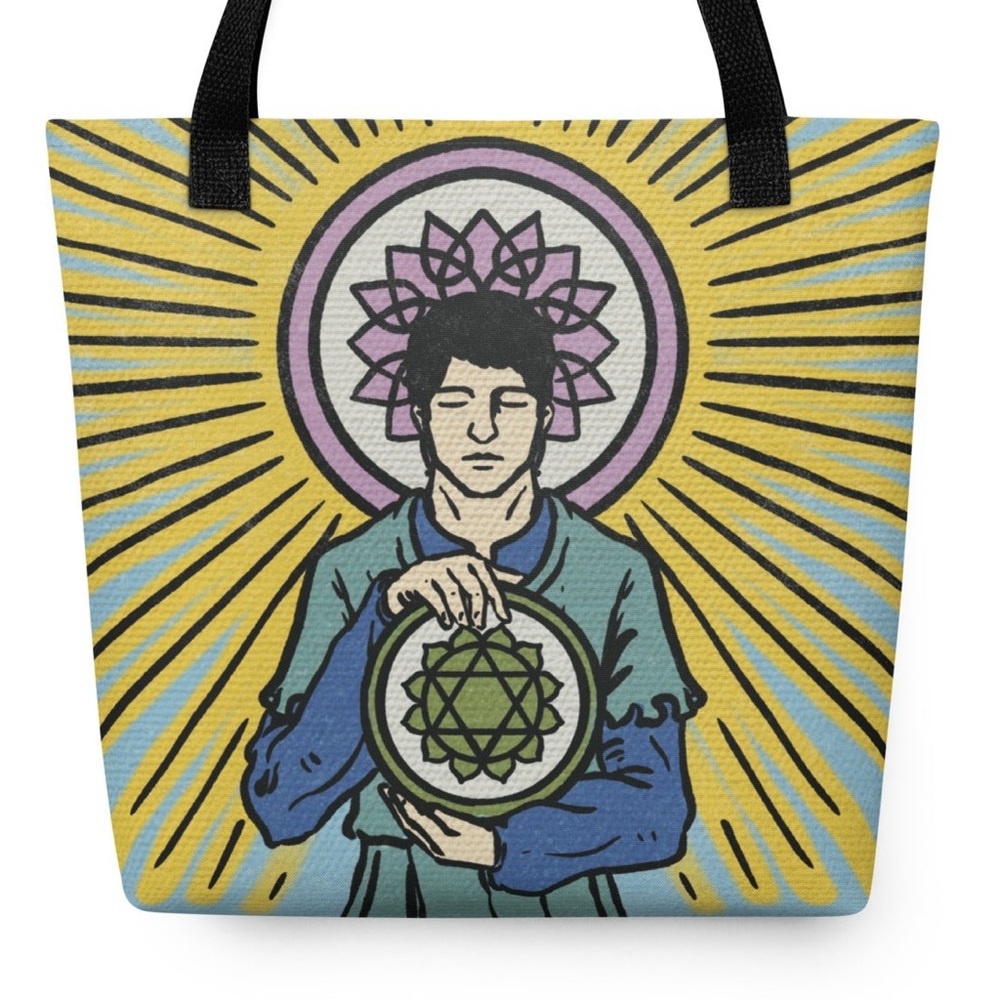 Two of Pentacles Tarot Chakra Tote Bag | Crown Chakra, Spiritual Style Tote